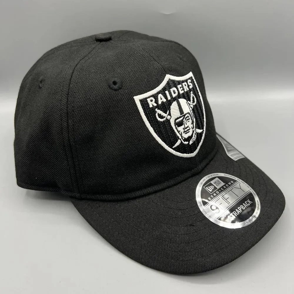 Las Vegas Raiders Hat Men Black Retro‎ Crown 9Fifty New Era Strap Back Cap New